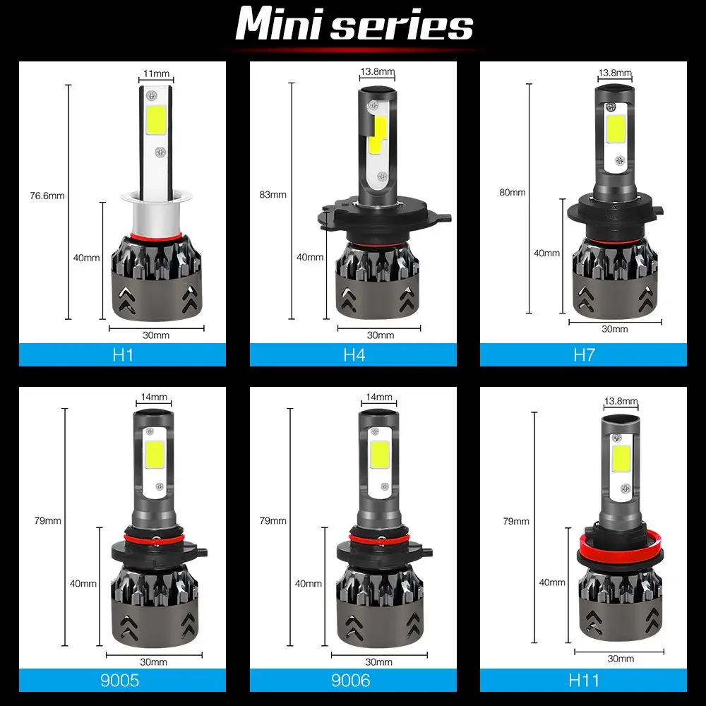 2018 New H7 mini6-COB LED Car Headlight Kit Bulbs Conversion 6000K White Lamps | Освещение