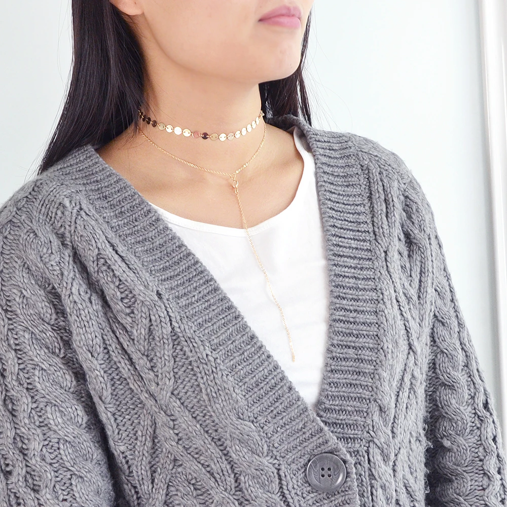 Панк рок минималистский ювелирных изделий Цвет серебро multi Слои длинные цепи с