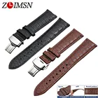 Ремешок для часов ZLIMSN ручной работы из крокодиловой кожи, роскошный круглый бамбуковый браслет для наручных часов с полосками из крокодиловой кожи, 12 мм-26 мм