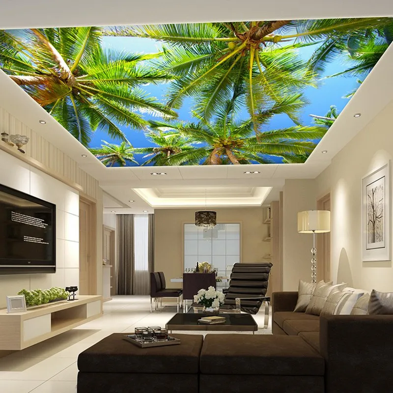 Объемная фреска на заказ с деревьями крыше Большая для гостиной столовой
