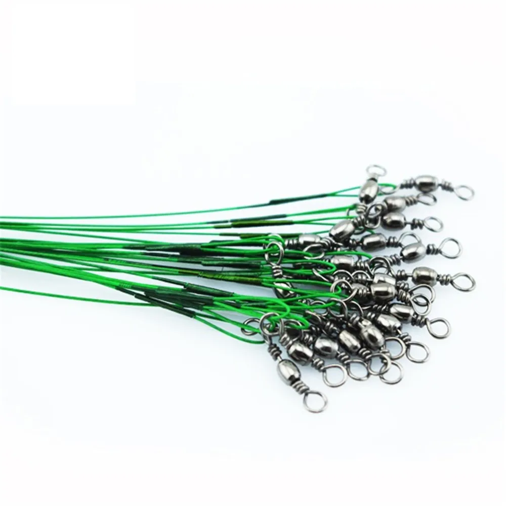 

Cheaper New Arrival 60 PCS/Lot Fishing Trace Lure Leader Wire Spinner Fish Swivel Interlock Snap 15 25 30cm