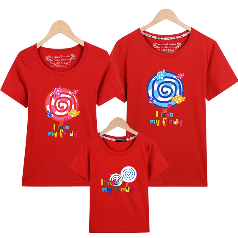 Lollipop/футболки для всей семьи Летние Семейные комплекты одежда папы мамы и детей