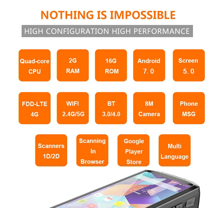 PL-50L CARIBE сканер 2D промышленности КПК UHF NFC RFID считыватель Android 7,0 Ручной терминал