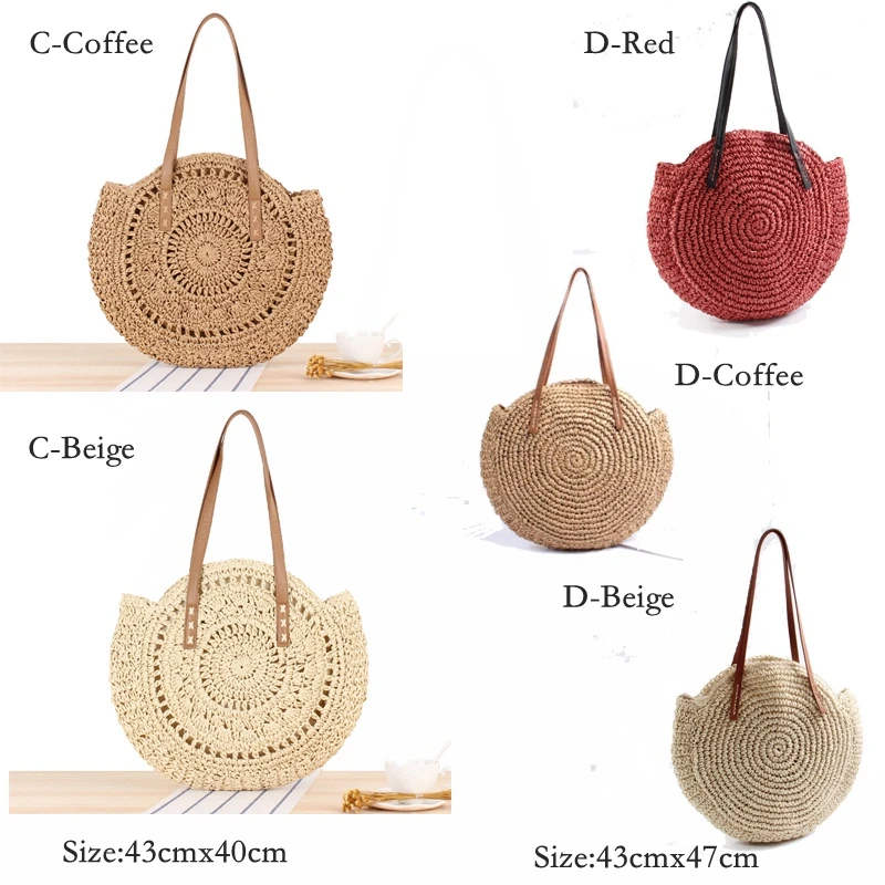 Летняя Соломенная пляжная сумка винтажные сумки ручной работы с круглым плечом