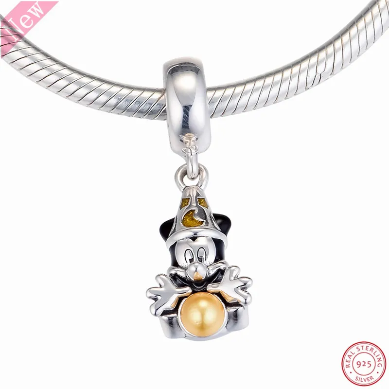 Desney Sorcerer Микки подвеска мышь Шарм бусины для женщин ювелирных изделий DIY Fit PANDORA Подвески Серебро 925 FL863