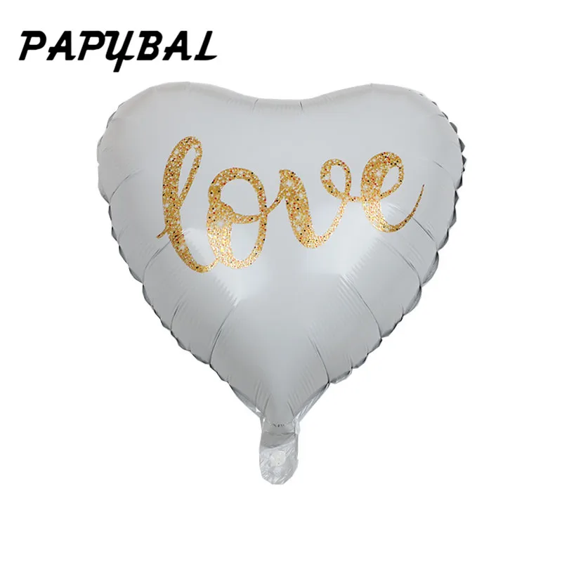 

10pcs 18" Heart Foil Balloons Print Gold LOVE Helium Balloon Valentine's Day Wedding Anniversay Party Decoration Globos Supplies