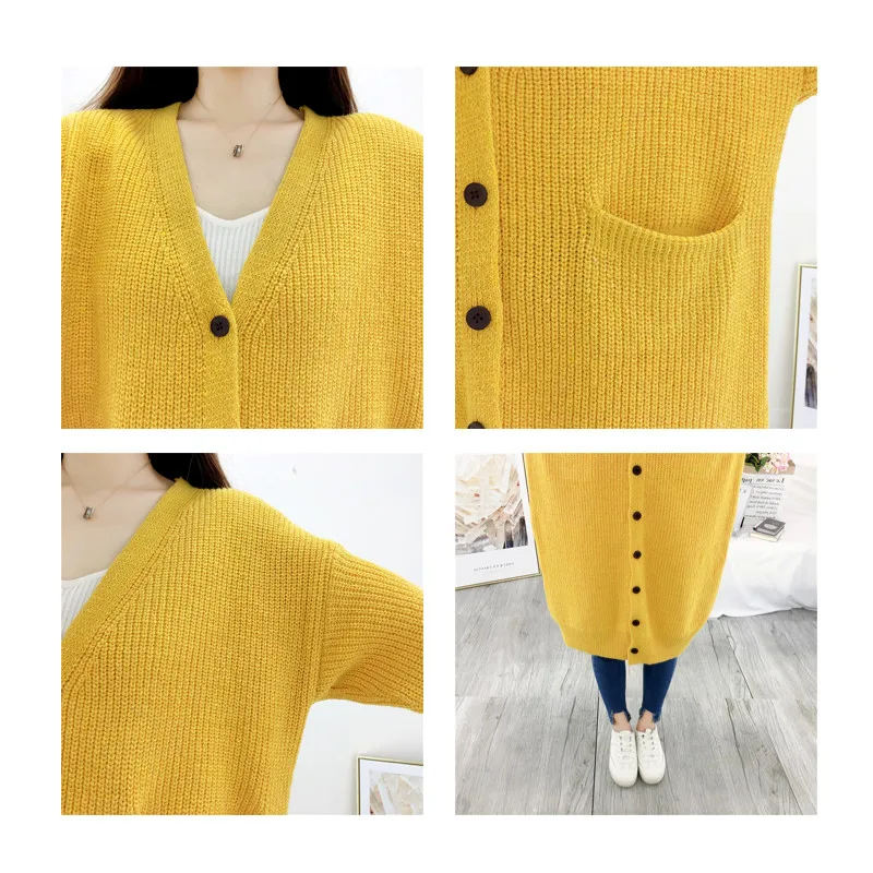 QIHUANG New Long Cardigan Women Sweater 2018 Autumn Winter Warm Knit Casual Single Breasted Loose Oversized Coat |
