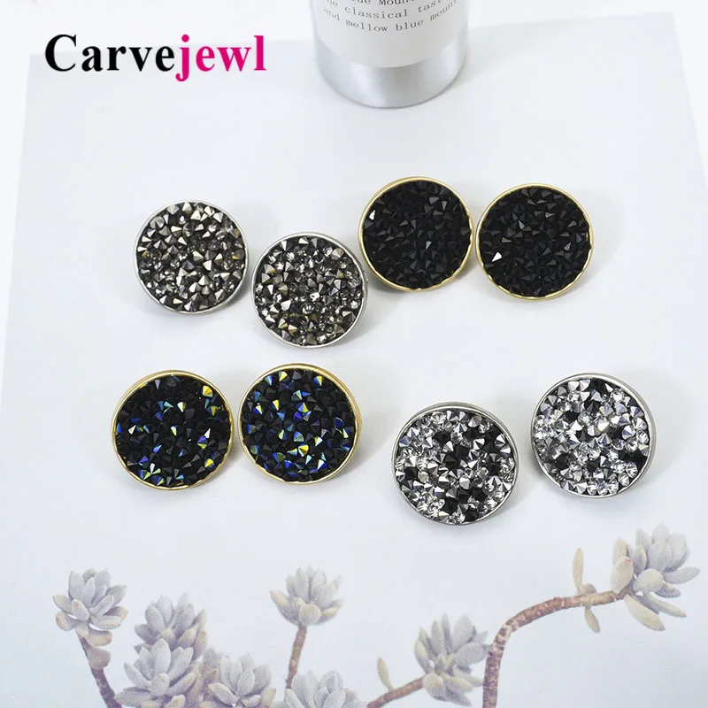 

Carvejewl big stud earrings simple round glass rhinestone stud earrings for women jewelry romantic new fashion European earrings