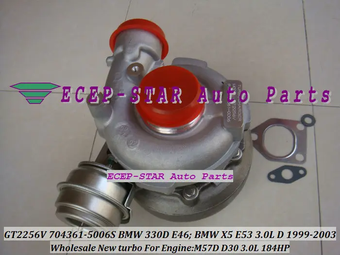 Турбокомпрессор GT2256V 704361 704361-5006S для BMW 330D E46 X5 E53 3.0L M57 D30 M57D 3.0D 2.9L бесплатная