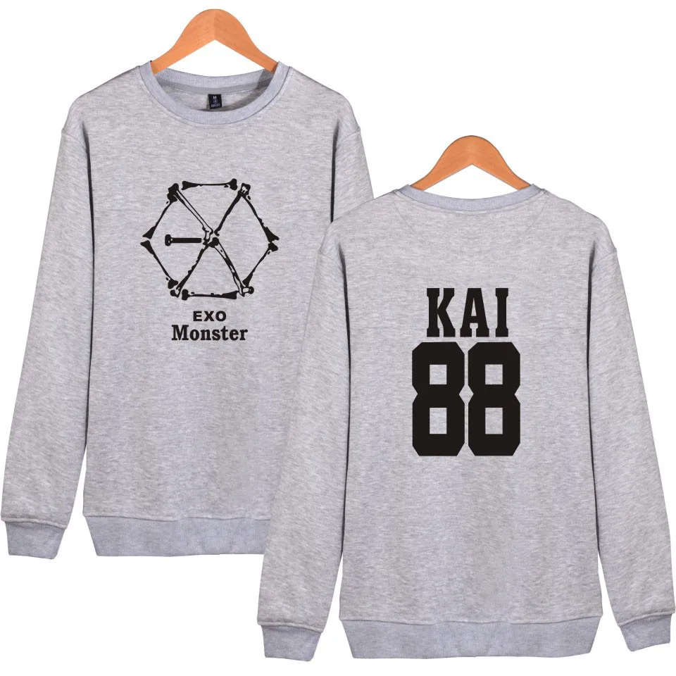LUCKYFRIDAYF EXO Monster монолитный свитшот для женщин вентиляторы толстовки KPOP осенние толстовки одежда TAO CHEN CHANYEOL KAI SEHUN XIUMIN