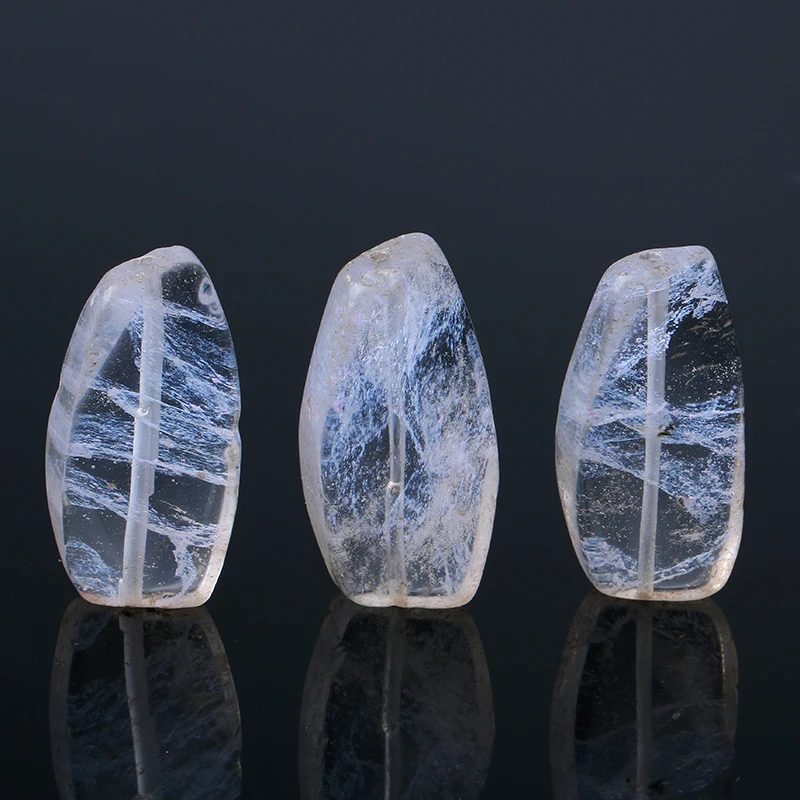 

15*30mm Natural White Quartz Crystal Transparent Stones Loose Beads for jewelry making