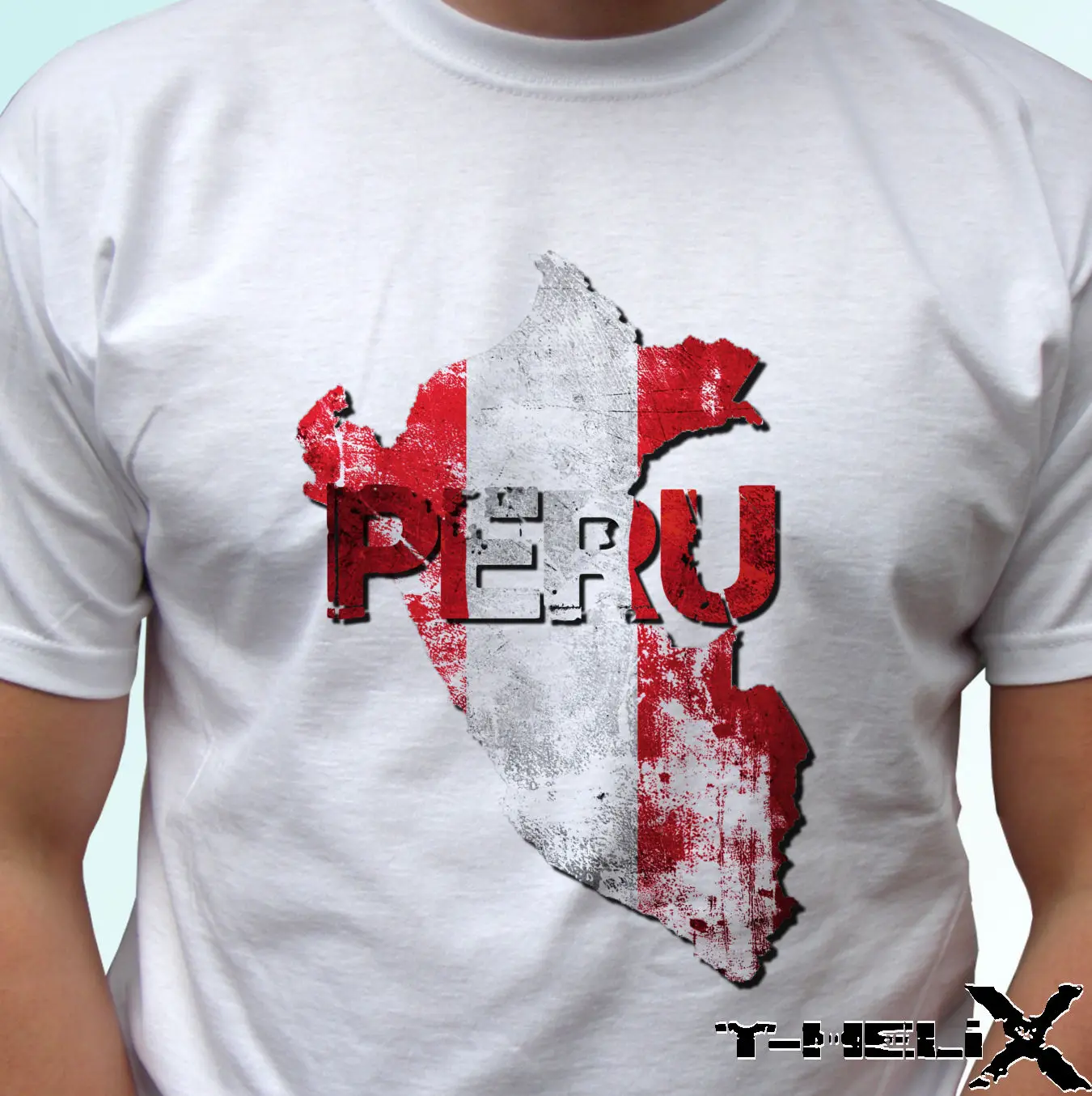 

Printed T-Shirt Men Peru Flag - White T Shirt Top Country Map Design - Mens Womens Kids Baby Sizes O-Neck T Shirt