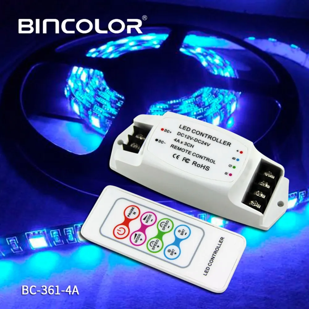 DC12V 24V BC 361 4A с радиочастотным дистанционным беспроводным контроллером RGB 3CH для