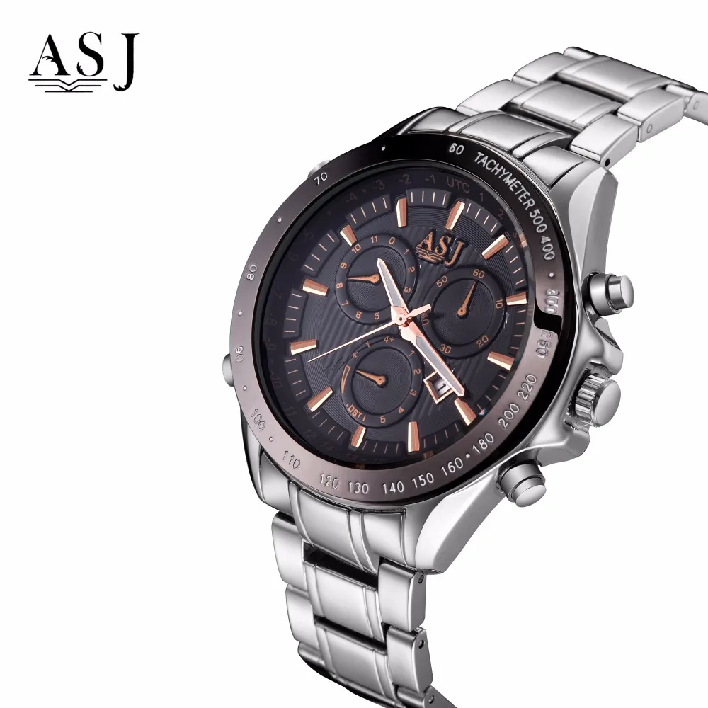 Топ бренд ASJ часы мужские Relojes Mujer водонепроницаемые кварцевые наручные в