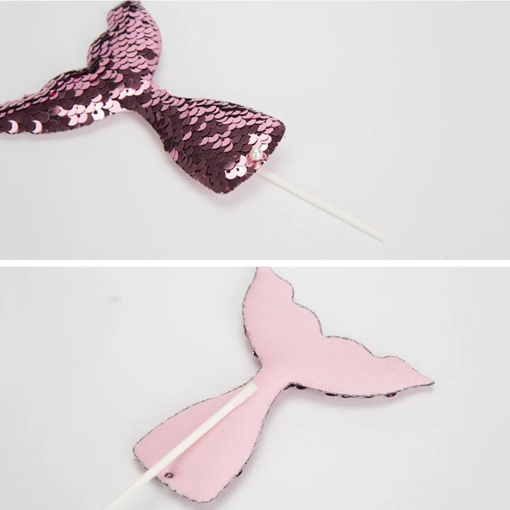 Sequin Fish Tail Cake Topper Wedding Decorations Shiny Picks Cupcake Toppers Party Supplies For Baby Shower Birthday | Дом и сад