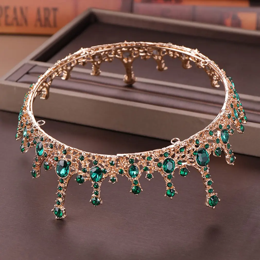 Свадебные украшения для волос зеленого цвета с кристаллами диадемы и короны