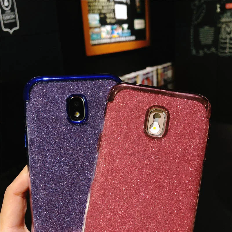 Glitter Case For Samsung J3 J5 J7 A3 A5 A7 2016 2017 iphone X 6 6s 7 8 Plus Cover 2 in 1 TPU Silicone Bling Soft Back Phone |
