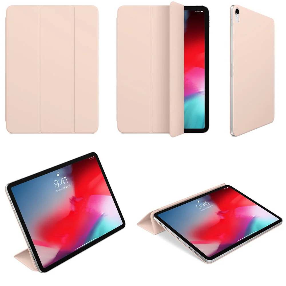 Магнитный умный чехол-книжка PFHEU для 11 дюймов iPad Pro, трехслойный Магнитный чехол-подставка для iPad Pro11 Funda с поддержкой зарядки - Цвет: Розовый
