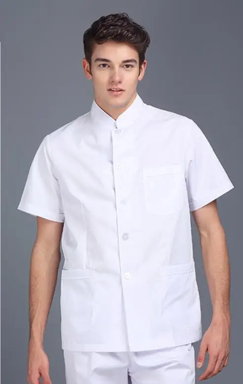 only shirt Больница стоматологическая клиника стоячий воротник человек доктор хирургический скраб набор медсестры из плотной ткани медицинская Рабочая Униформа хлопок сплит костюм, K1 - Цвет: only shirt
