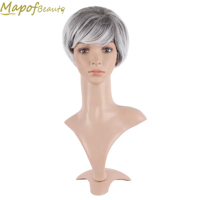MapofBeauty 10 &quotкороткий кудрявый парик из натуральных волос серебристо серые парики