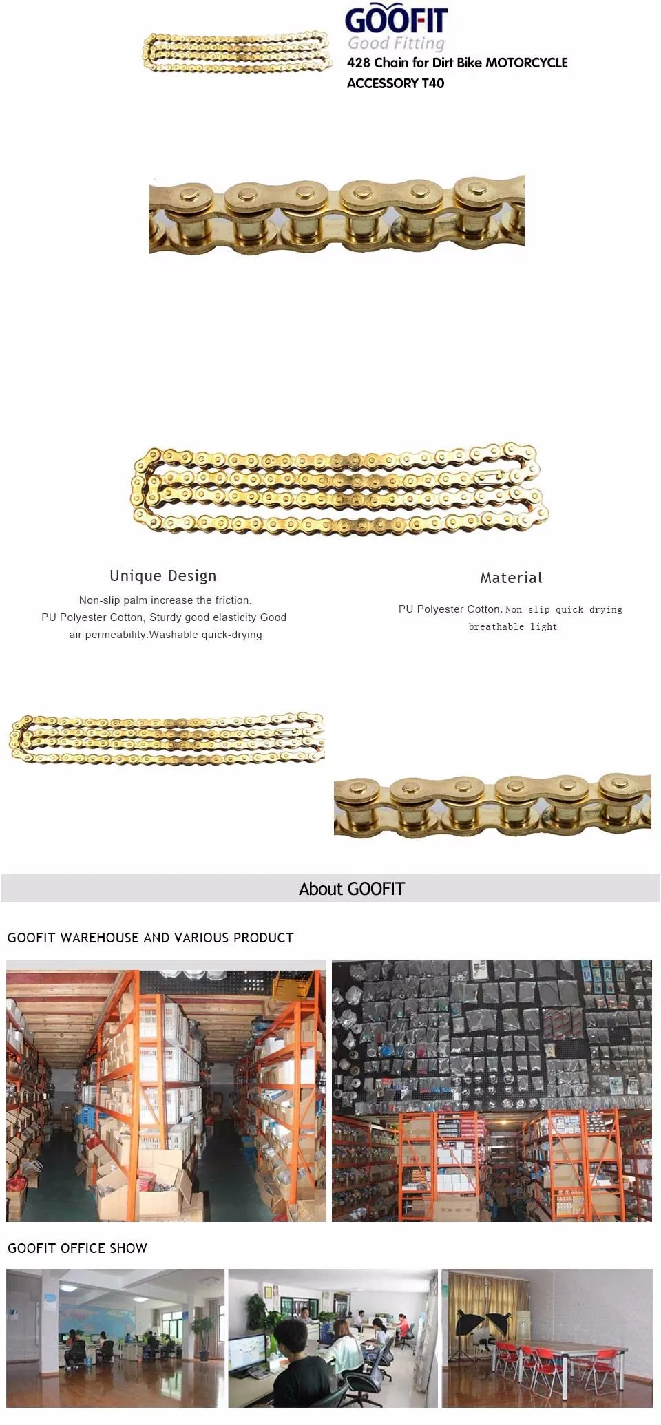 GOOFIT 428 сверхмощная приводная цепь 104 звенья для мотоцикла ATV Dirt Bike& Go Kart G043-042