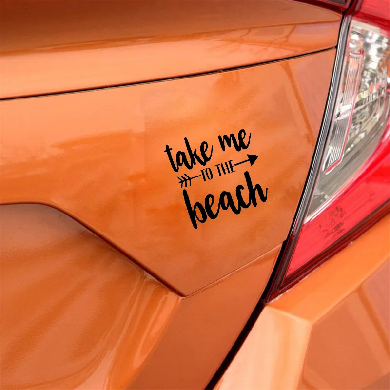 YJZT 13 2 см * 4 Автомобильная наклейка Take Me To The Beach Arrow Виниловая черного и серебряного