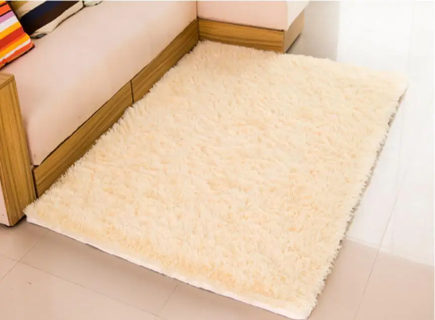 beige longer fur Мягкий пушистый лохматый прямоугольный ковер, напольный коврик для гостиной, декоративное одеяло, Одноцветный белый, бежевый, розовый, кофейный, черный - Цвет: beige longer fur