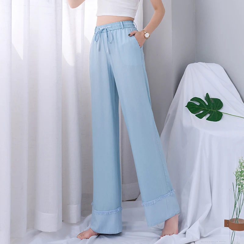 Джинсовые джинсы с кисточками и манжетами лето 2019 Женские Широкие штаны на