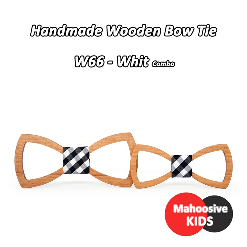 W66 - Whit Combo Mahoosible отец Дети Детский галстук-бабочка галстук деревянный галстук Gravatas Corbatas бабочка галстук деревянный мужской галстук-бабочка s комбо - Цвет: W66 - Whit Combo