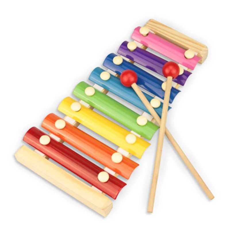 

kids Wooden Montessori Juguetes Didacticos Materials Color Metal Hand Knock Eight-tone Piano Music Percussion Toys for children