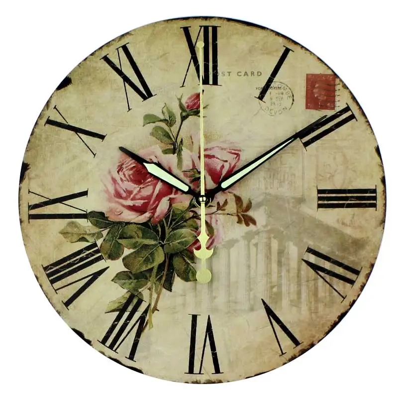 Модные 3d Роза украшения дома качели немой настенные часы римское число