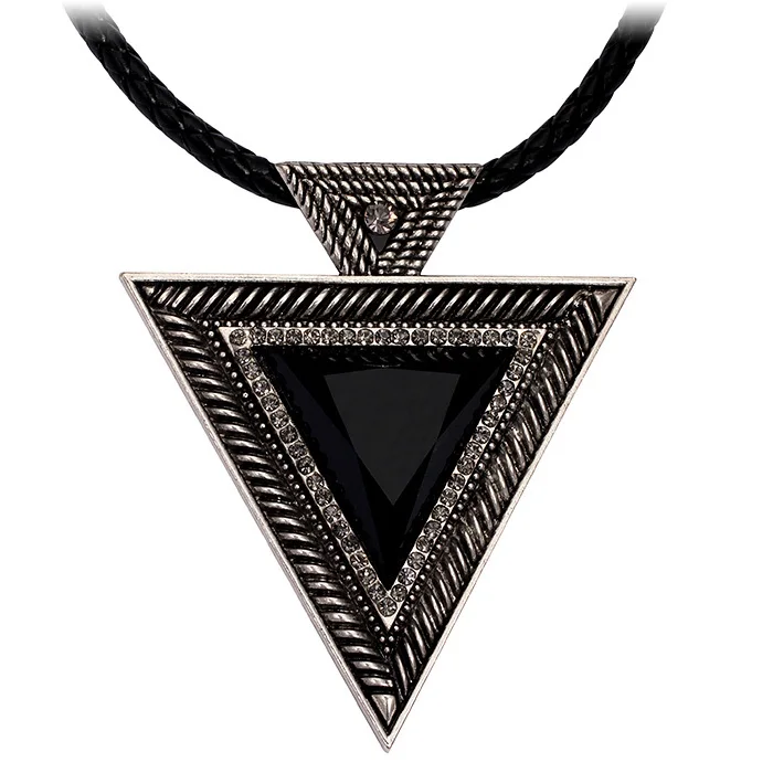 Винтажное ожерелье со стразами с цепочкой из кожи|statement necklace|rhinestone necklacenecklaces &
