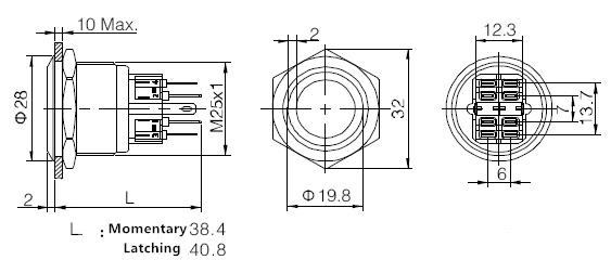 Водонепроницаемый мгновенный светодиодный кнопочный переключатель Doorebll из