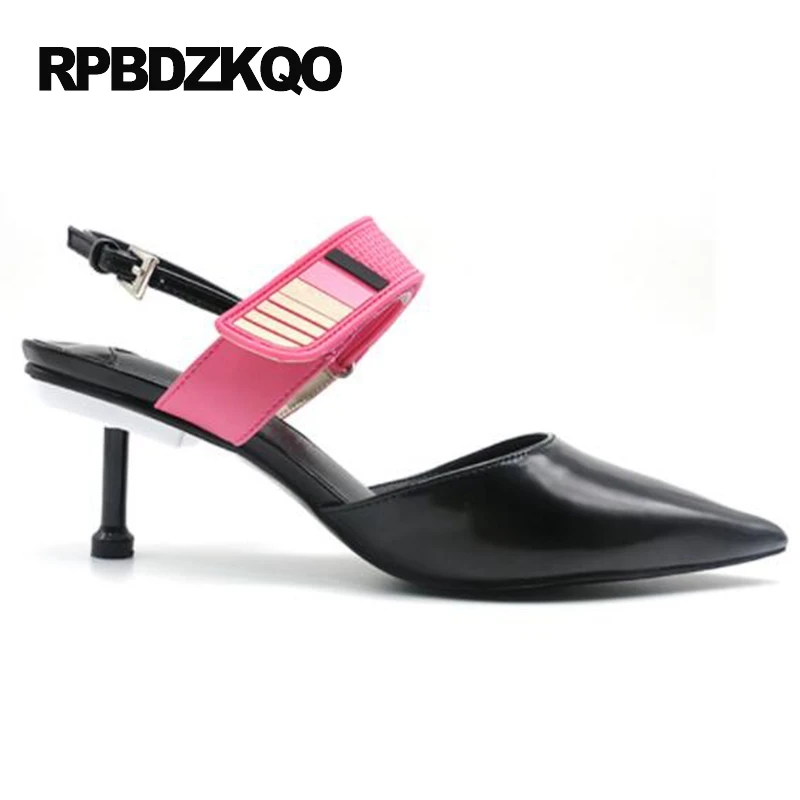 Средний Указательный палец маленький размер классический Slingback низкий насосы красный котенок марка Размер 4 34 золото Женская обувь