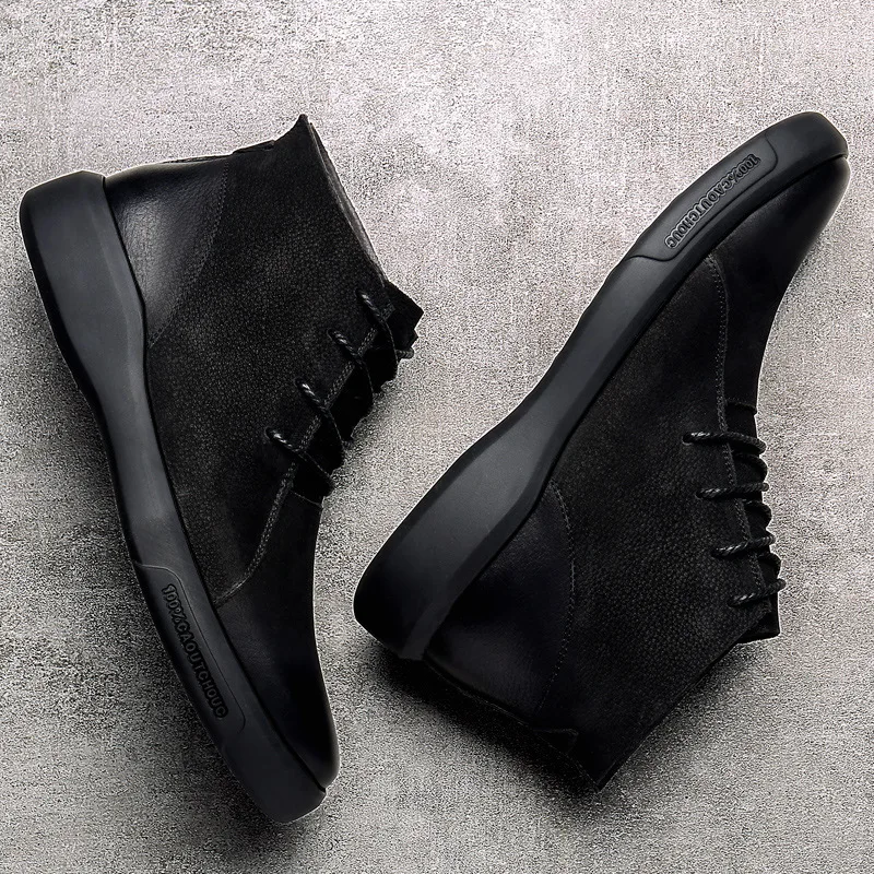Genuine Leather Men Boots Autumn Winter Ankle High Top Shoes Outdoor Casual Leisure Fashion Riding 2.5a |