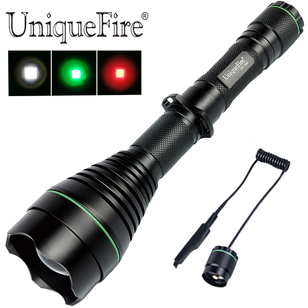 UniqueFire 1508 XPE зеленый/красный/белый свет 3 режима 50 мм линзы светодиодный фонарик
