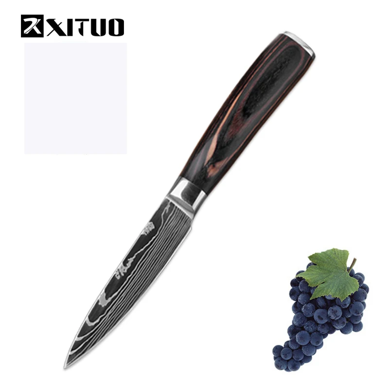 3.5 in paring knife XITUO Высокое качество нож шеф-повара 7CR17 с высоким содержанием углерода Нержавеющая сталь японская серия из дамасской стали с лазерным узором шеф-повара 8-в кухонный нож - Цвет: 3.5 in paring knife