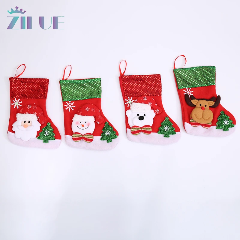 

Zilue 1pcs/Lot Christmas Socks Wall Decor Pendant Festival Atmosphere Christmas Tree Pendant For Children Gift Christmas Socks