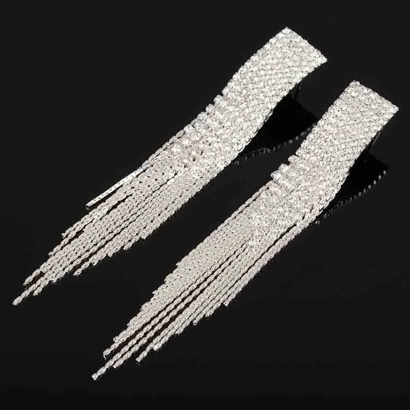 silver YFJEWE, новинка, классические ювелирные изделия, Преувеличенные, полный кристалл, длинные серьги-капли, массивные серьги-цепочки с кисточками, подарок для женщин# E440 - Окраска металла: silver