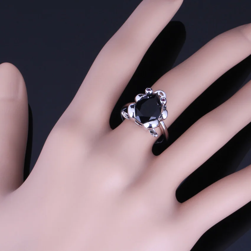 Marvelous Frog Black Cubic Zirconia Silver Plated Ring V0131 | Украшения и аксессуары