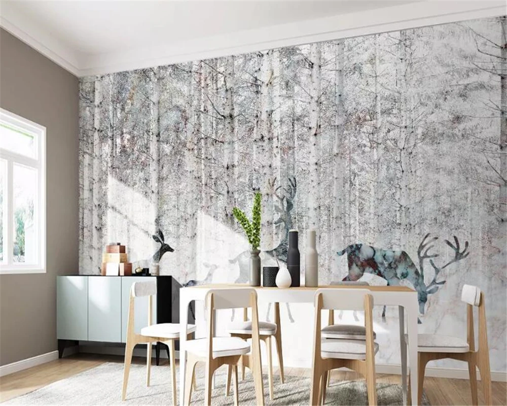 Фотообои Beibehang на заказ 3d обои лес лось абстрактные фон для кафе ТВ настенные