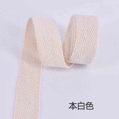 Off white Заводская цена елочка/хлопчатобумажная лента с саржевым переплетением/хлопчатобумажная тесьма/косой привязки ленты для DIY мешок, ремесленные проекты ширина 25 мм 50Yd/рулон - Цвет: Off white