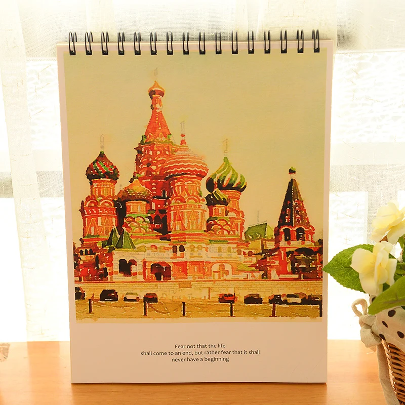 K& KBOOK Ван Гог альбом для зарисовок цветок ночь бумага Блокнот А4 блокнот на спирали, дневник блокнот для анимации манга Рисование Живопись - Цвет: The Yellow Church