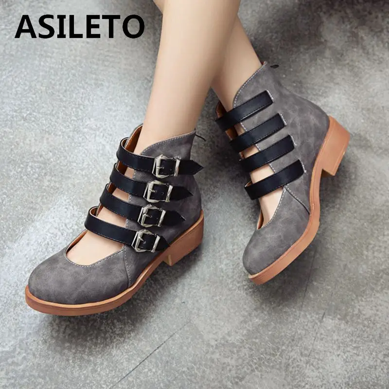 ASILETO женские туфли на плоской подошве большого размера с пряжкой Женские