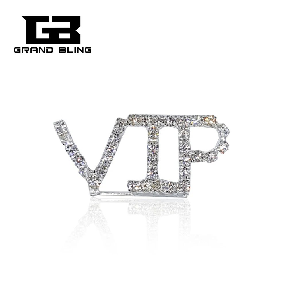 Grandbling Blingbling Crystal &quotVIP&quot слово Pin блестящее серебряное цветное Стразы Брошь для