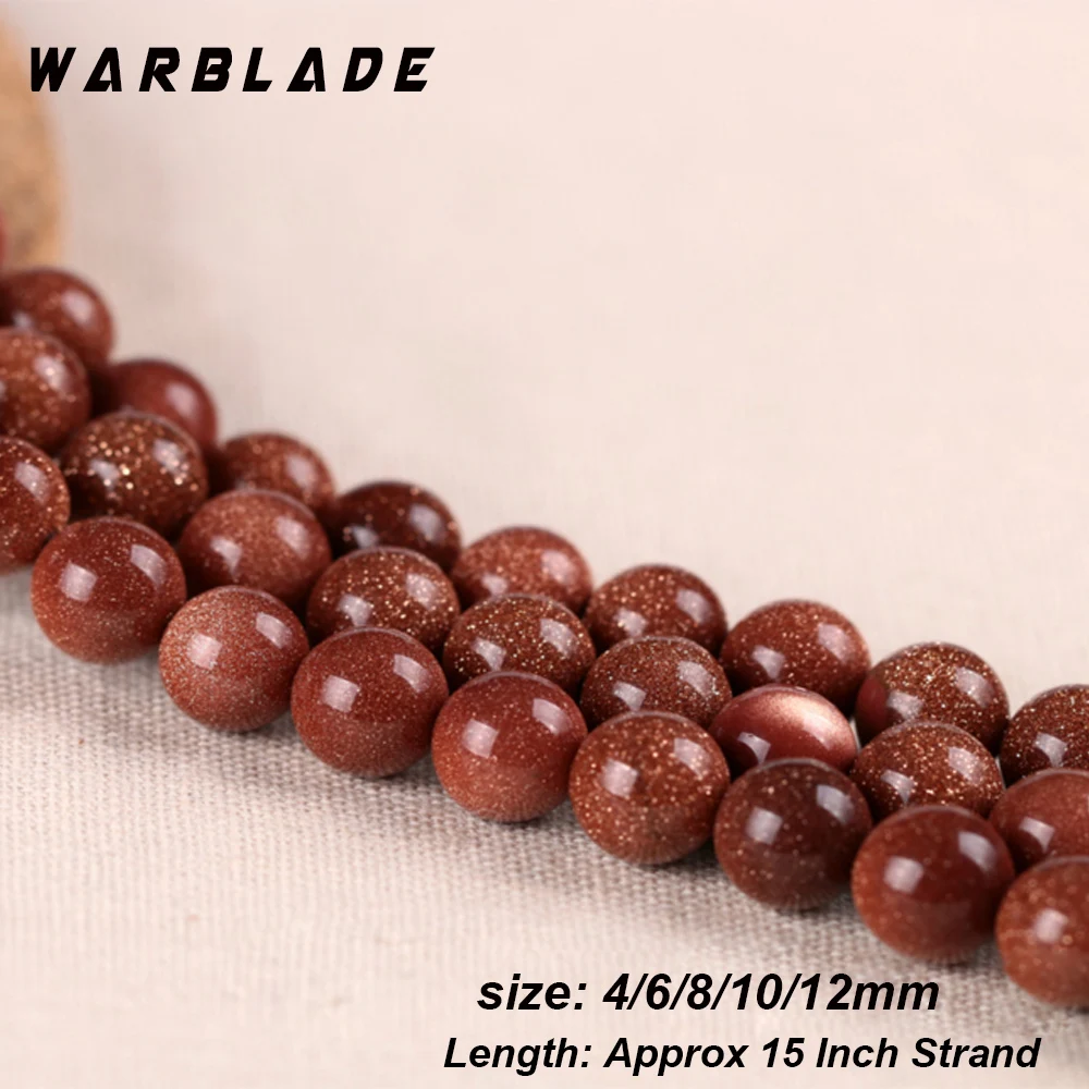 Бусины WarBLade из натурального песка золота круглые бусины свободного камня 4 мм 6 8 10
