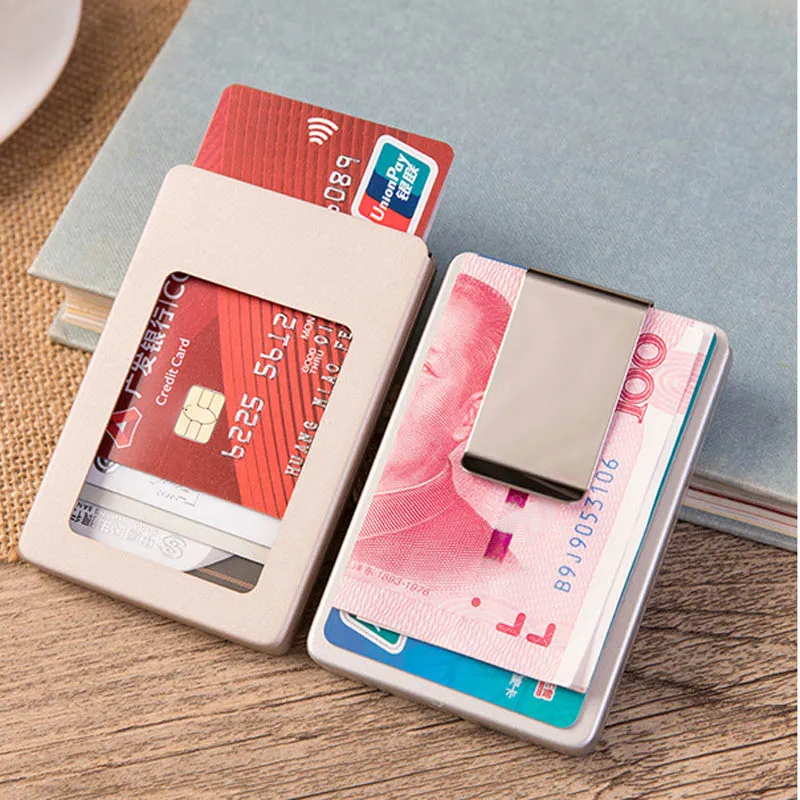 Новая алюминиевая RFID визитница кошелек антимагнитный сплав мужской держатель для кредитных карт женский тонкий Зажим для долларов кошелек мини-бумажник