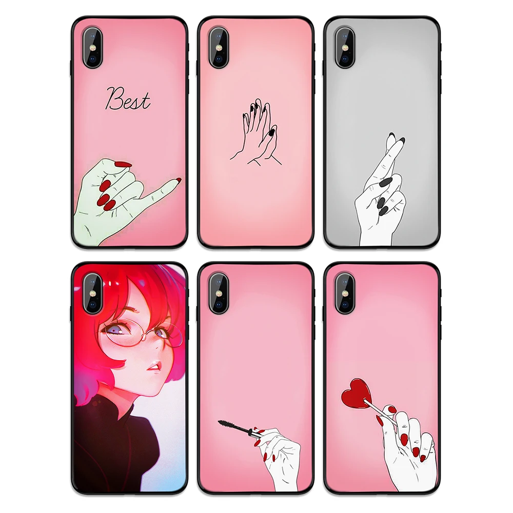 Сексуальные губы красный лак для ногтей Мягкий ТПУ чехол Apple iPhone 6 6S 7 8 Plus 5 5S SE X XS MAX