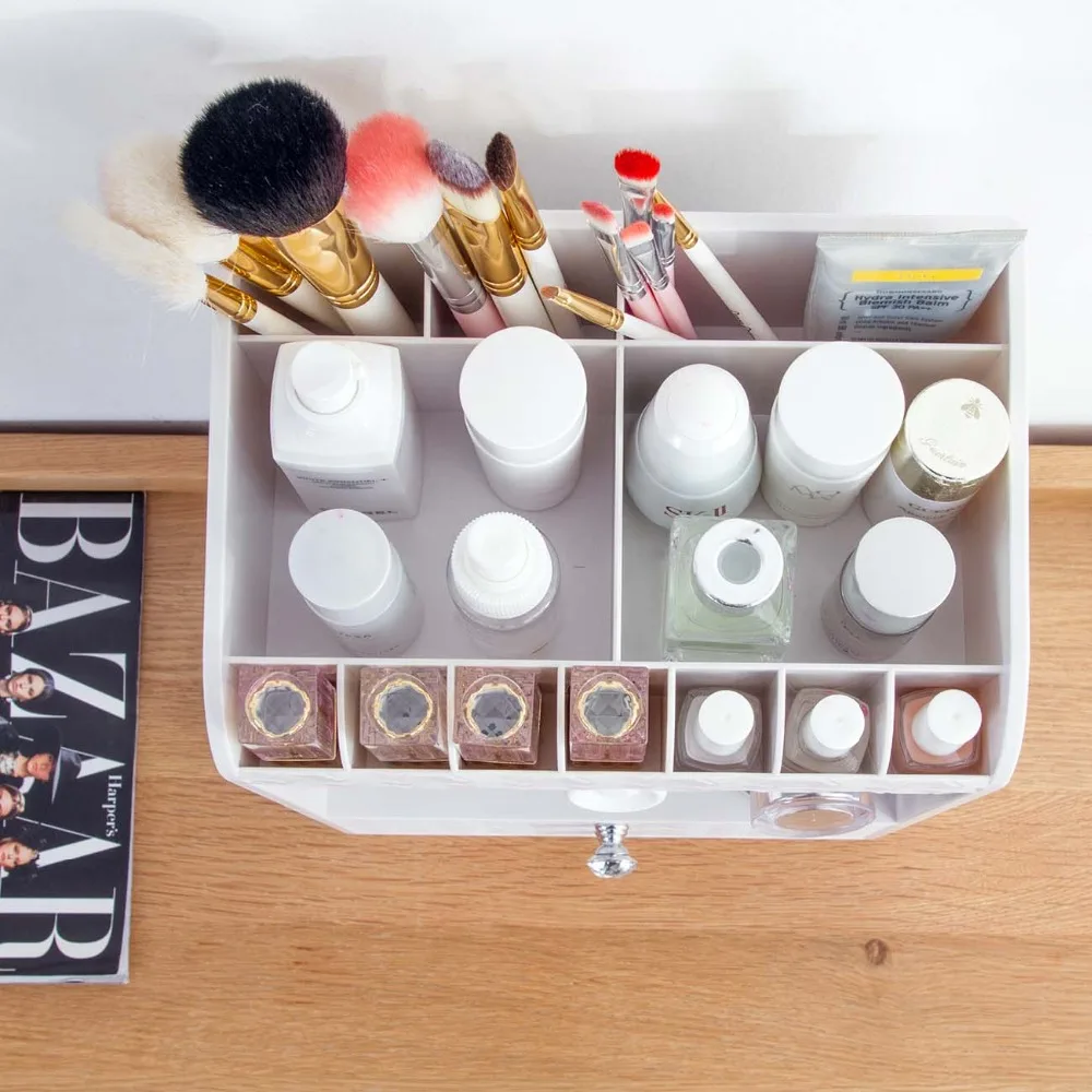 

Large Makeup Organizer Cosmetic Storage Box Skin Care Product Rack Shelf Desktop Brush Holder Jewelry Organizer Case Container