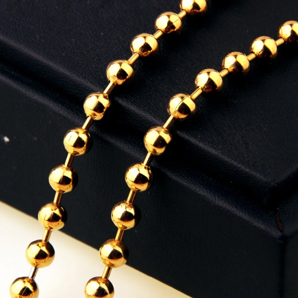 1.5/2/2.4/3/4/5/6/8/10/12mm Width 16-40" Length Custome Gold Color Stainless Steel Necklace Men Women Fashion Beads Ball Chain images - 6